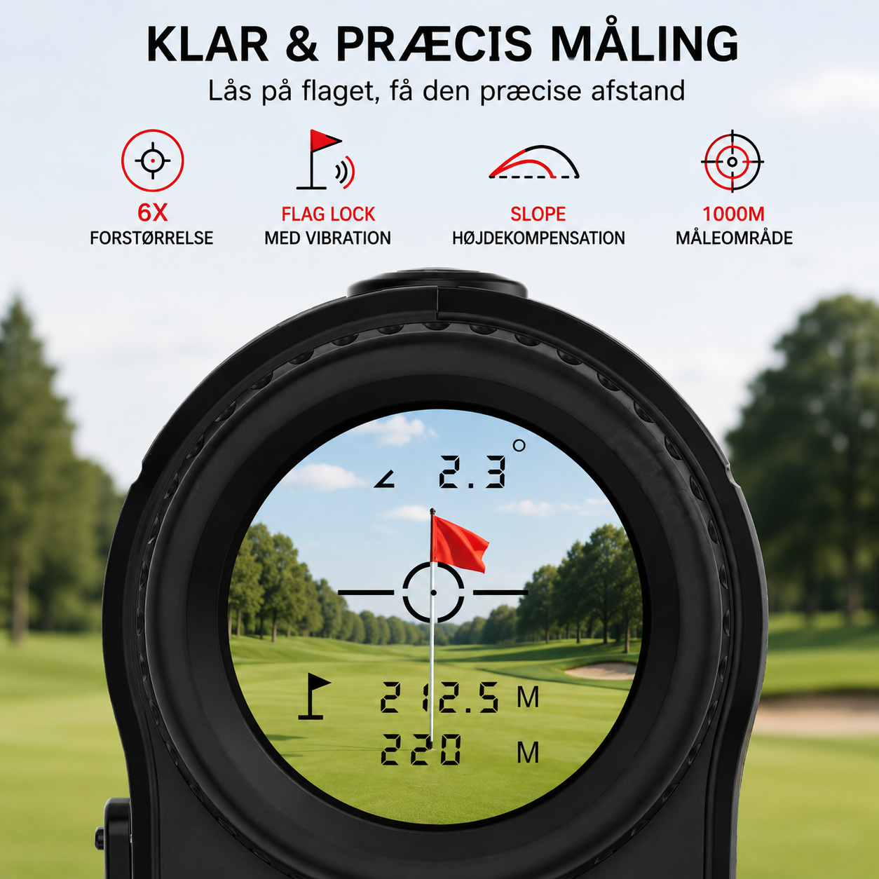 Golf Afstandsmåler – Premium Rangefinder med Slope & Flag Lock